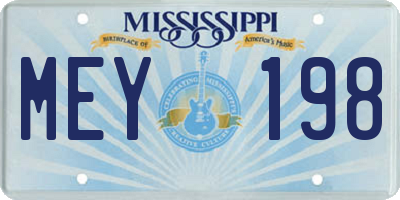 MS license plate MEY198