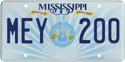 MS license plate MEY200