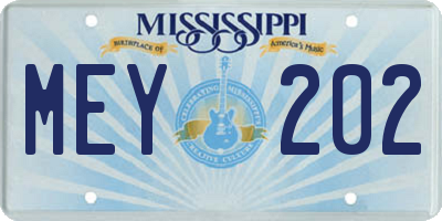 MS license plate MEY202