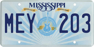 MS license plate MEY203
