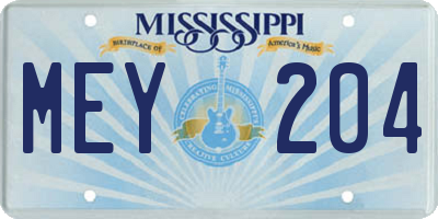 MS license plate MEY204