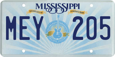 MS license plate MEY205