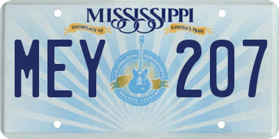 MS license plate MEY207