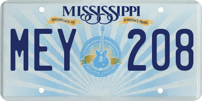 MS license plate MEY208