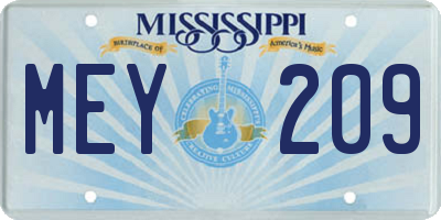MS license plate MEY209