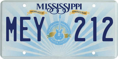 MS license plate MEY212