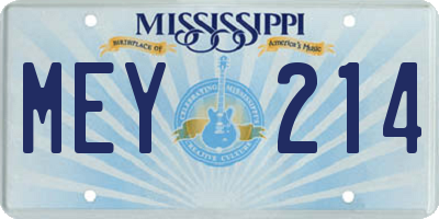 MS license plate MEY214