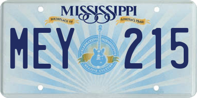 MS license plate MEY215