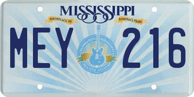 MS license plate MEY216