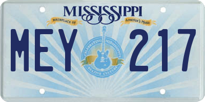 MS license plate MEY217