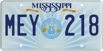 MS license plate MEY218