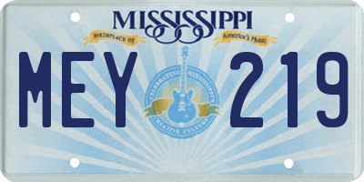 MS license plate MEY219
