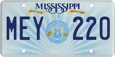 MS license plate MEY220