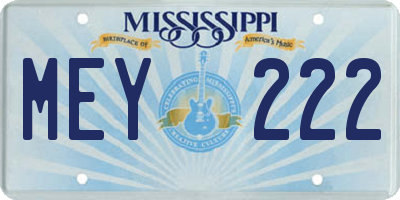 MS license plate MEY222