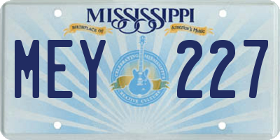 MS license plate MEY227