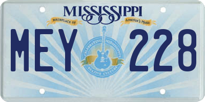MS license plate MEY228