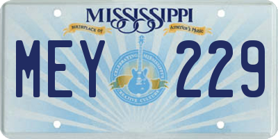 MS license plate MEY229