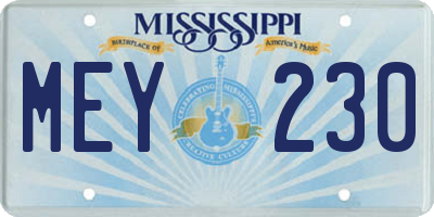 MS license plate MEY230
