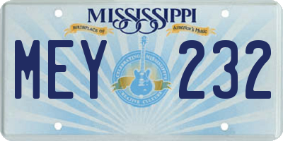 MS license plate MEY232