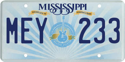 MS license plate MEY233