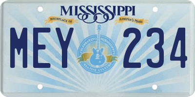 MS license plate MEY234