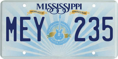 MS license plate MEY235