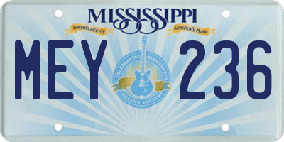 MS license plate MEY236