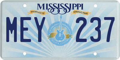 MS license plate MEY237