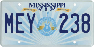MS license plate MEY238