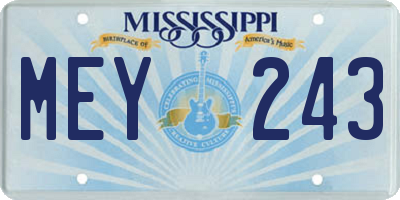 MS license plate MEY243