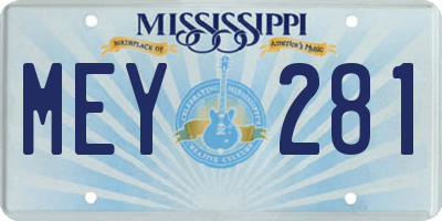 MS license plate MEY281