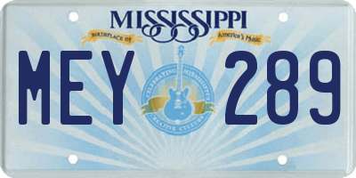 MS license plate MEY289
