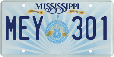 MS license plate MEY301