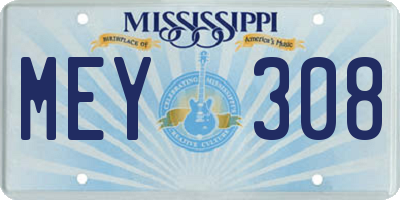 MS license plate MEY308