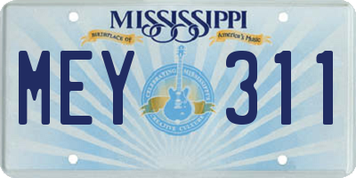 MS license plate MEY311
