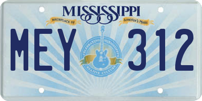 MS license plate MEY312