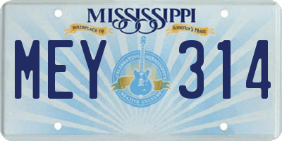 MS license plate MEY314