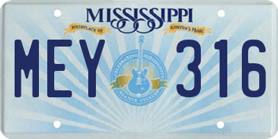 MS license plate MEY316