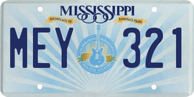 MS license plate MEY321