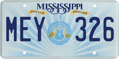 MS license plate MEY326