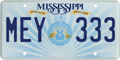 MS license plate MEY333