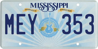MS license plate MEY353