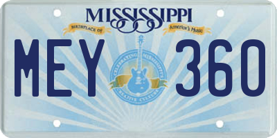MS license plate MEY360