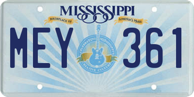 MS license plate MEY361