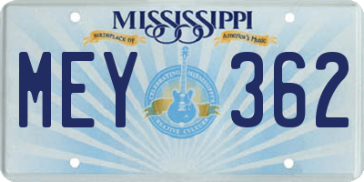 MS license plate MEY362