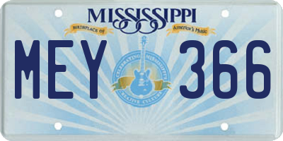 MS license plate MEY366