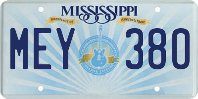 MS license plate MEY380