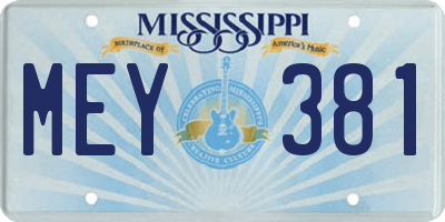MS license plate MEY381