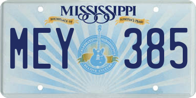 MS license plate MEY385