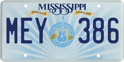 MS license plate MEY386